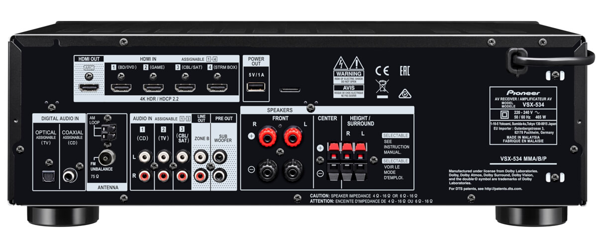 Pioneer VSX-534 back